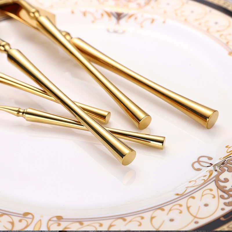 
High Quality Exquisite Pecuial 304 Stainless Steel Silverware Knife Fork and Spoon Tableware Wedding Cutlery Set 