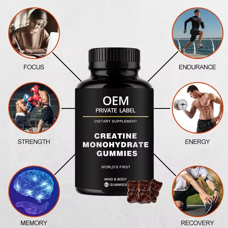 OEM ODM Pure Creatine Monohydrate Energy Gummy Sport Pre Workout Powder Gummies for Build Muscle and Strength
