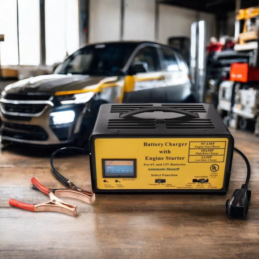 Great Warehouse 12 Volt Mobile Car Battery Charger with Plug-In Connection 1-Year Warranty