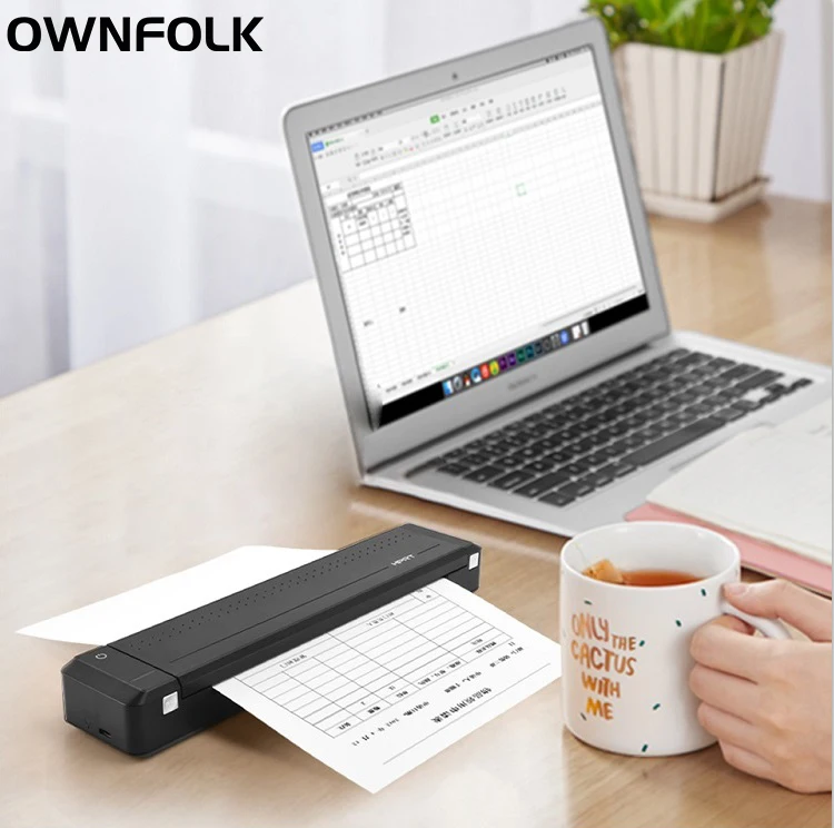 OWNFOLK 300dpi 210mm A4 BT USB Connection Mini Photo Printer Portable Thermal Printer Mobile Document Printer