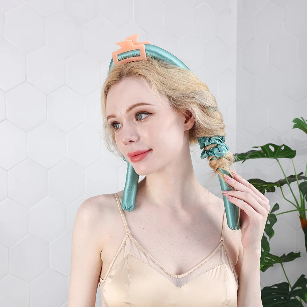 heatless curl silk soft magic sleep curling ribbon wraps rod hair 100% silk hair curler flexible curlers