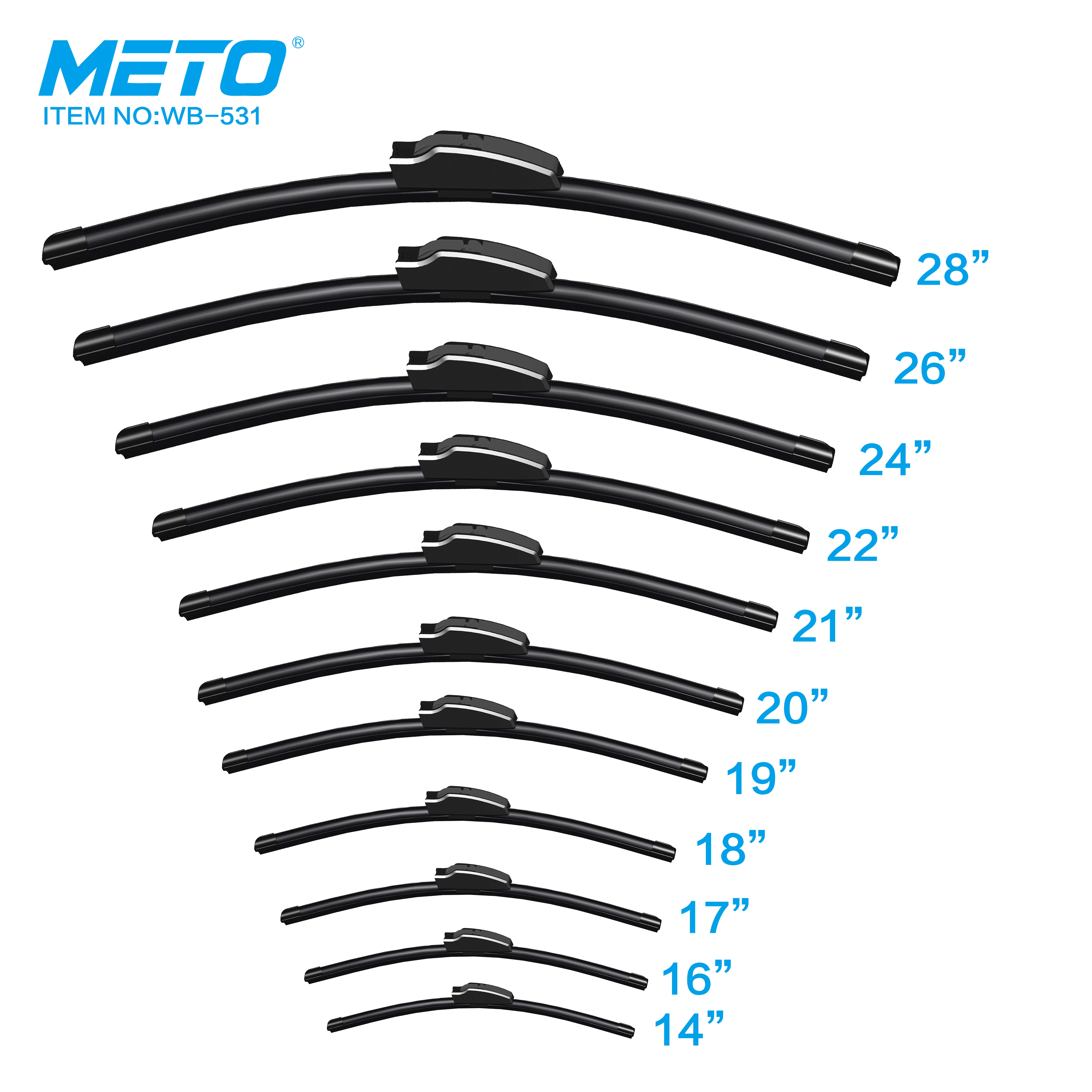 METO Factory Wholesale Universal Windscreen Wiper Soft  Auto Car Windshield Wiper Blades For Audi 100 1991-1994 21+21 inches