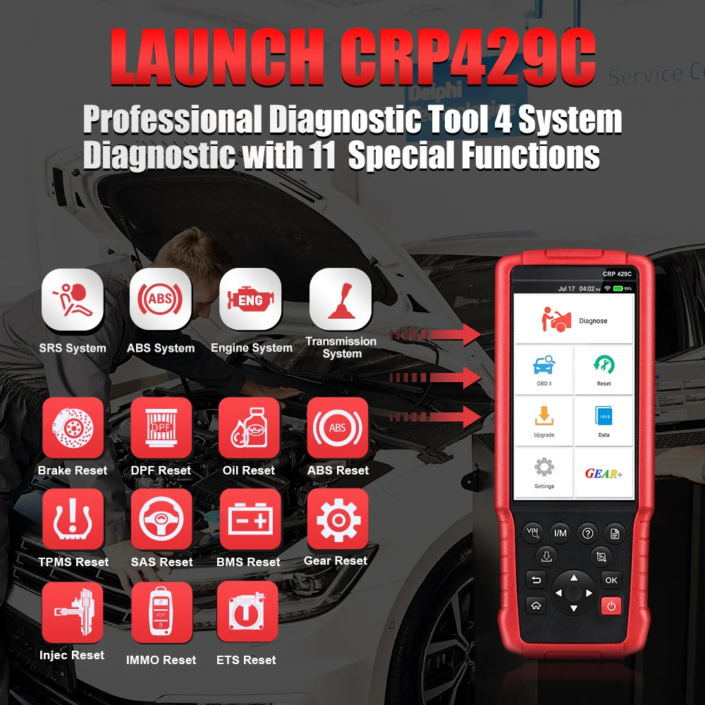 Автомобильный диагностический сканер Launch X431 CRP429C устройство для чтения кодов OBDII 4 системы CRP429 C CRP 429C лучше чем