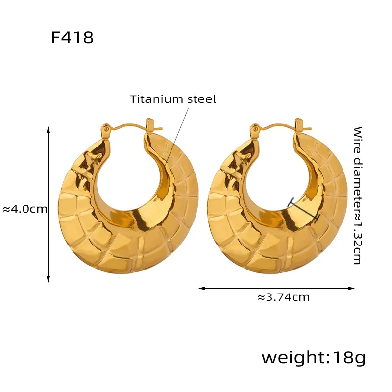 Aretas Trending Products 2023 New Arrivals Statement Earrings Stainless Steel Jewelry Texture Thick Chunky Huggie Hoop Earrings