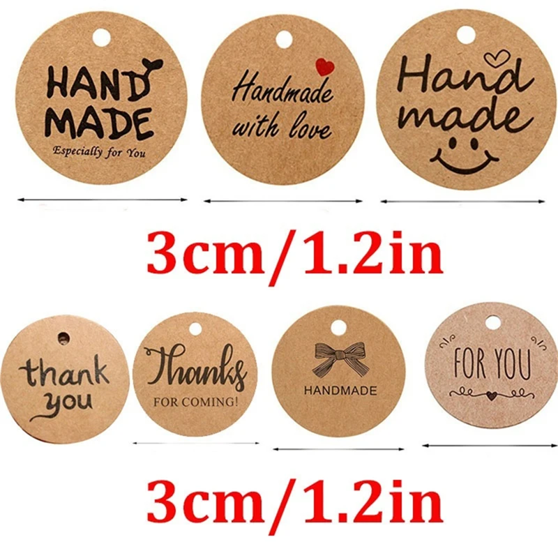Custom Paper Thank Card Hang Tag Hangtags with Hole handmade with love tags Clothing Labels cards packaging price tag with logo