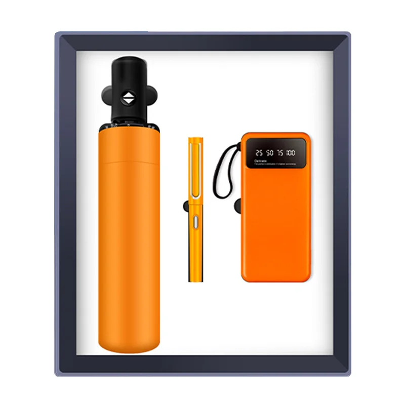 High Class Classical Business Book Gift Set With Customized Logo On Vacuum Flask Neck Massager Power Bank Gift Box