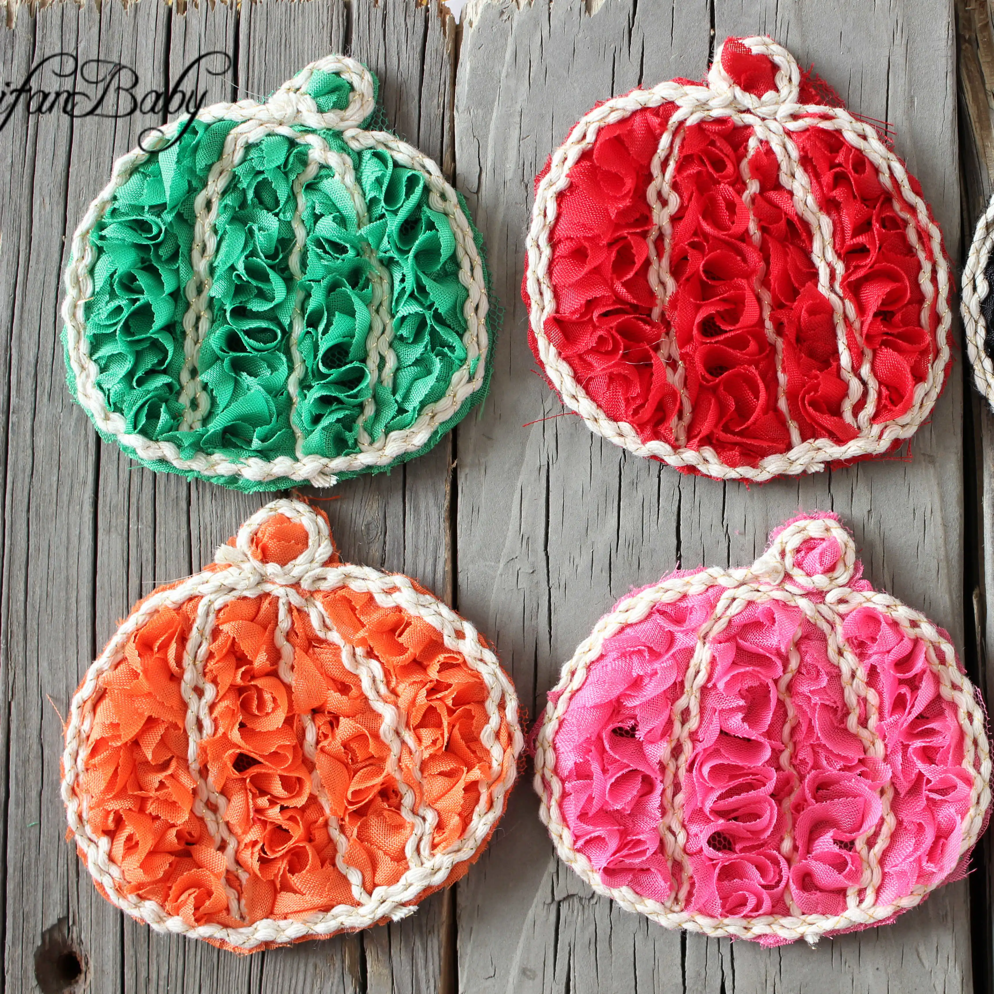3'Halloween Shabby Flower Trim Pumpkin Flower Trims Rose Chiffon Flower