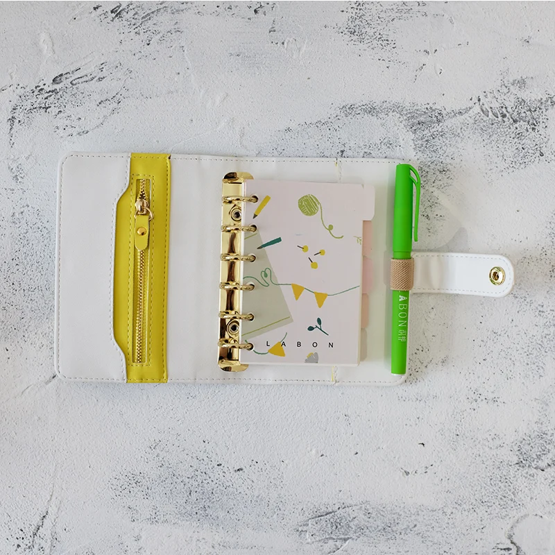 LABON Girls Portable Travel Record Handbook Notebook Planner 6-hole Spiral A6 Binder Cover