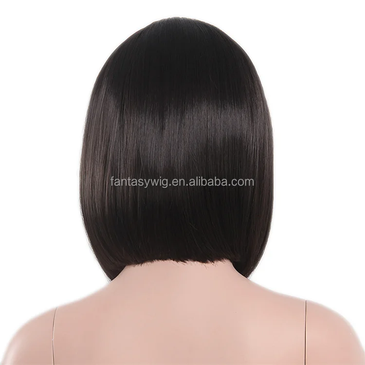 Dark Brown Straight Short Haircut Bob Style Children Girl Wig With Wig Cap