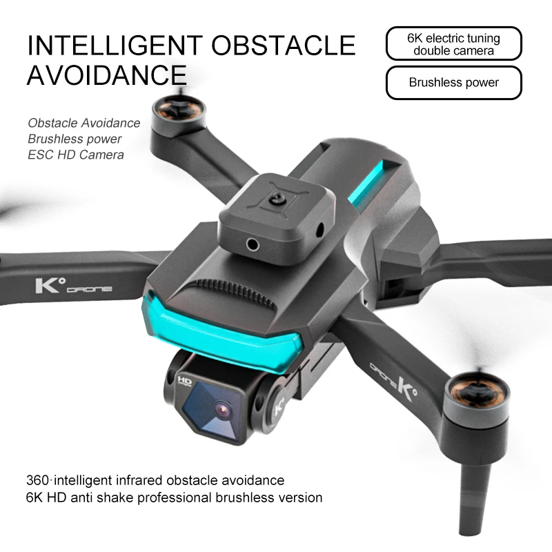 K Pro RTF Drone Quadcopter 2.4G WIFI FPV 6K HD Camera 18mins Flight Time Foldable Brushless Beginner Remote Charger Batteries