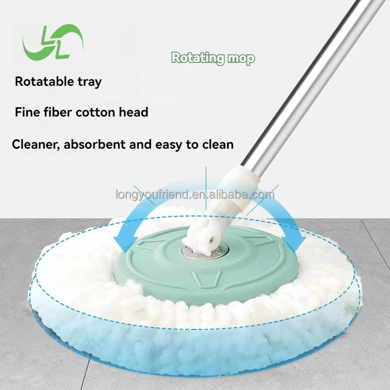 Microfiber Self-Cleaning Floor Mop Bucket Set With Easy Operation Plastic Head and Wheels for Living Room String Mop