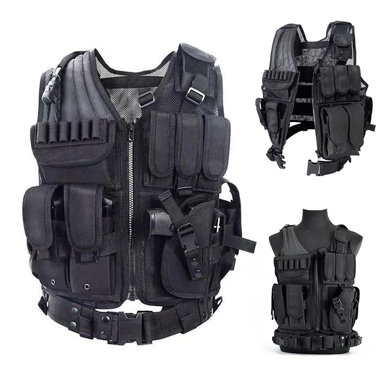 Wholesale Tactical Vest Breathable Outdoor Camouflage Battle Hunting Vest Paintball Chalecos Tactico With Holster