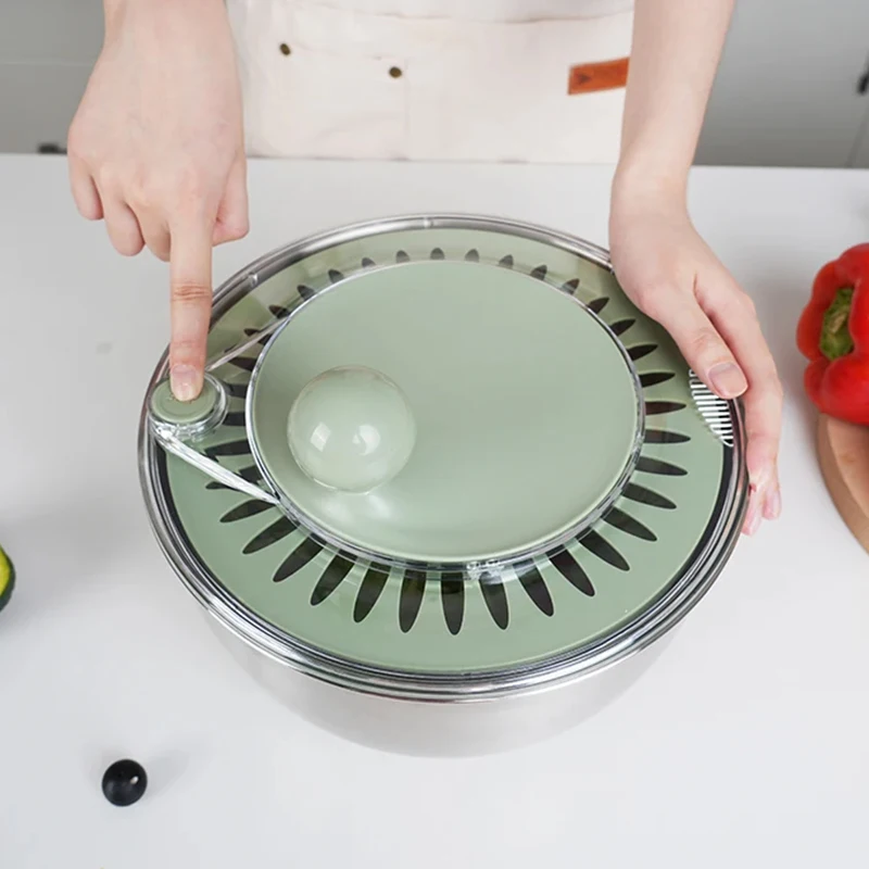 Hot Sale Kitchen Multifunctional Dry Salad Mixer Slicer Lettuce Vegetable Salad Spinner Stainless Steel