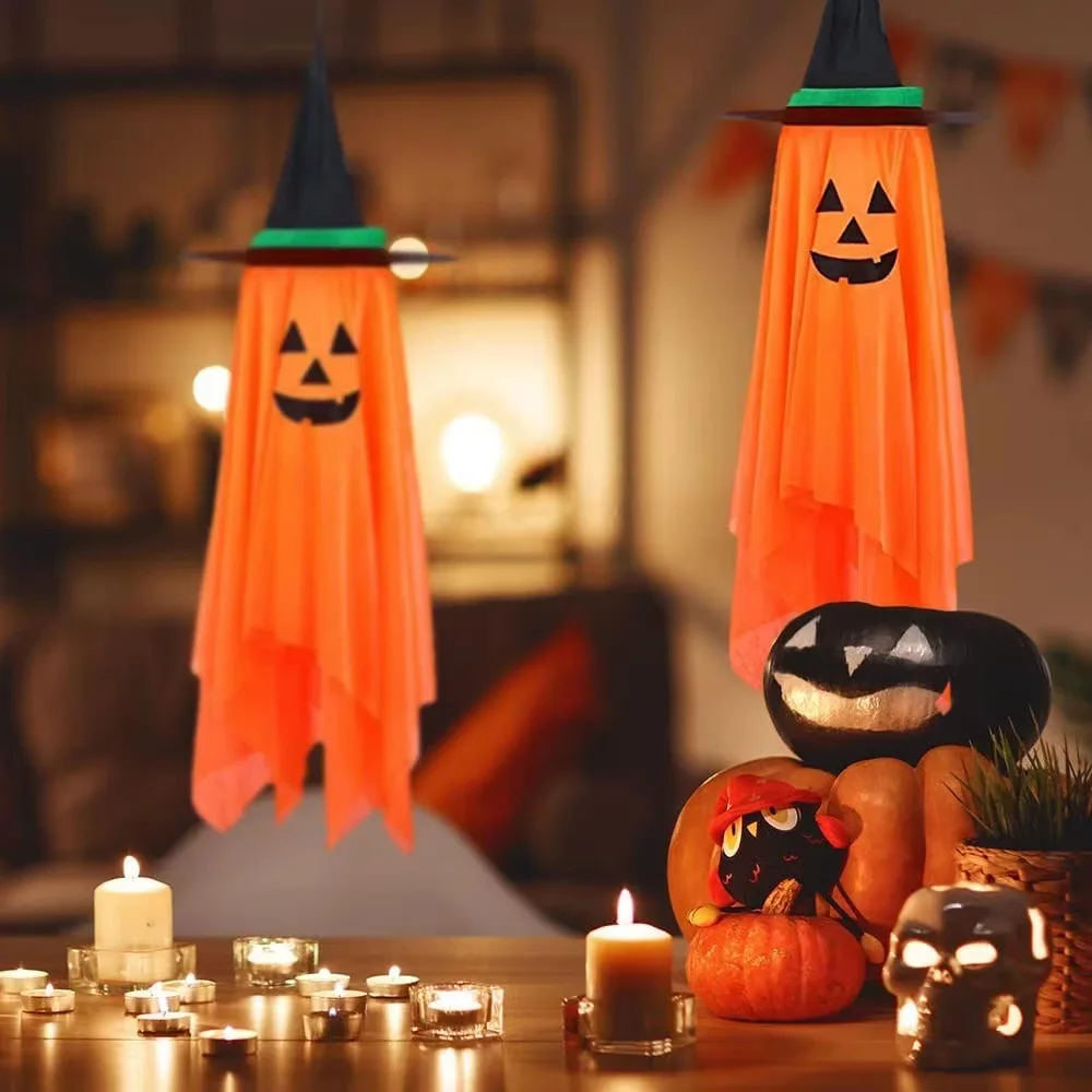 New Light Up Ghost Decor Scary Ghost Ornament With Hat Garden Ornament Indoor Outdoor Decor For Porch Yard Garden Haunted House