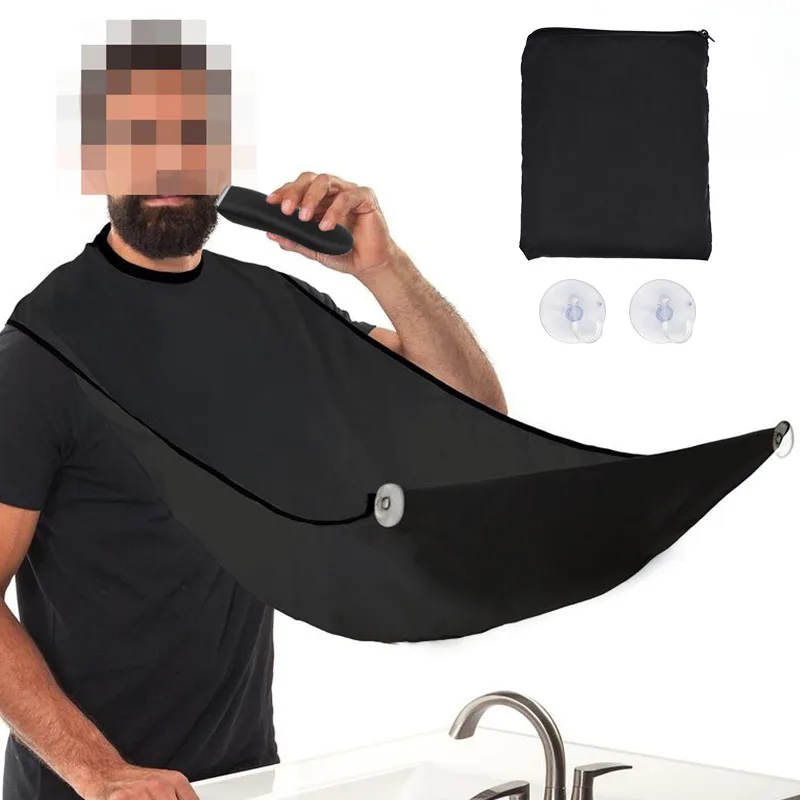 Pongee Beard Shave Apron Bib Trimmer Razor Holder Hair Shave Apron Shaving Shaver Holder Bathroom Organizer Gift