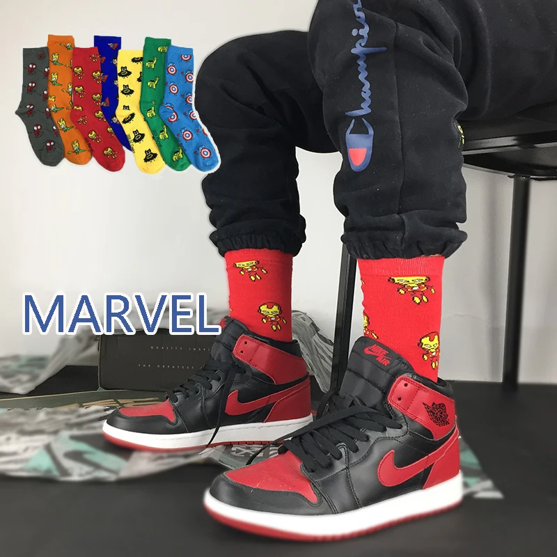  Носки SX с героями мультфильмов marvel хлопковые удобные носки веселым платьем оптовая продажа модные короткие для мужчин и