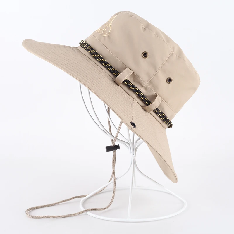 New Summer Unisex Fishing Boonies Hat Safari Fisher Hiking Nylon Bucket Hats With Adjustable String