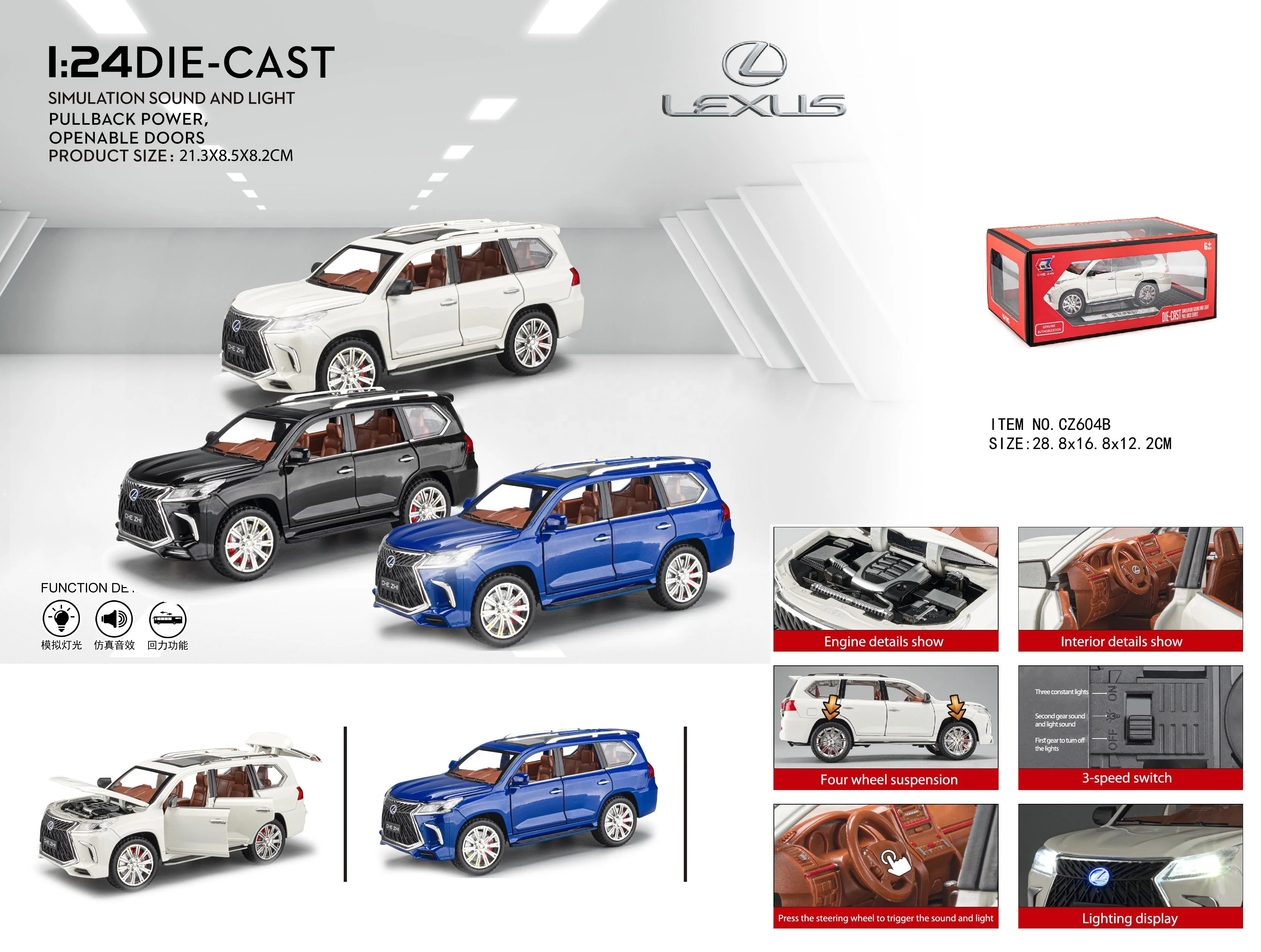 LEXUS Official Licensed 1/24 Scale Stimulation Model Cars Diecast Alloy Metal Toy Miniature