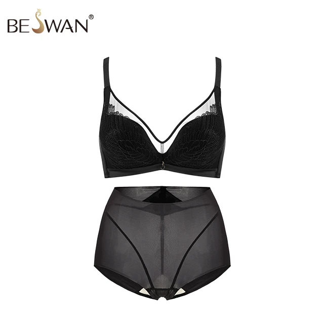 Beswan high quality ladies big size lingerie bra and panty new design lingerie sexy bra for women