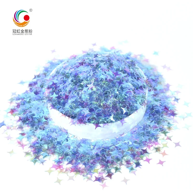 GH9641 Wholesale Chunky Eco-friendly Biodegradable Mixed Sizes Star Shape Cloud Blue Glitter Powder For Plastic Leather