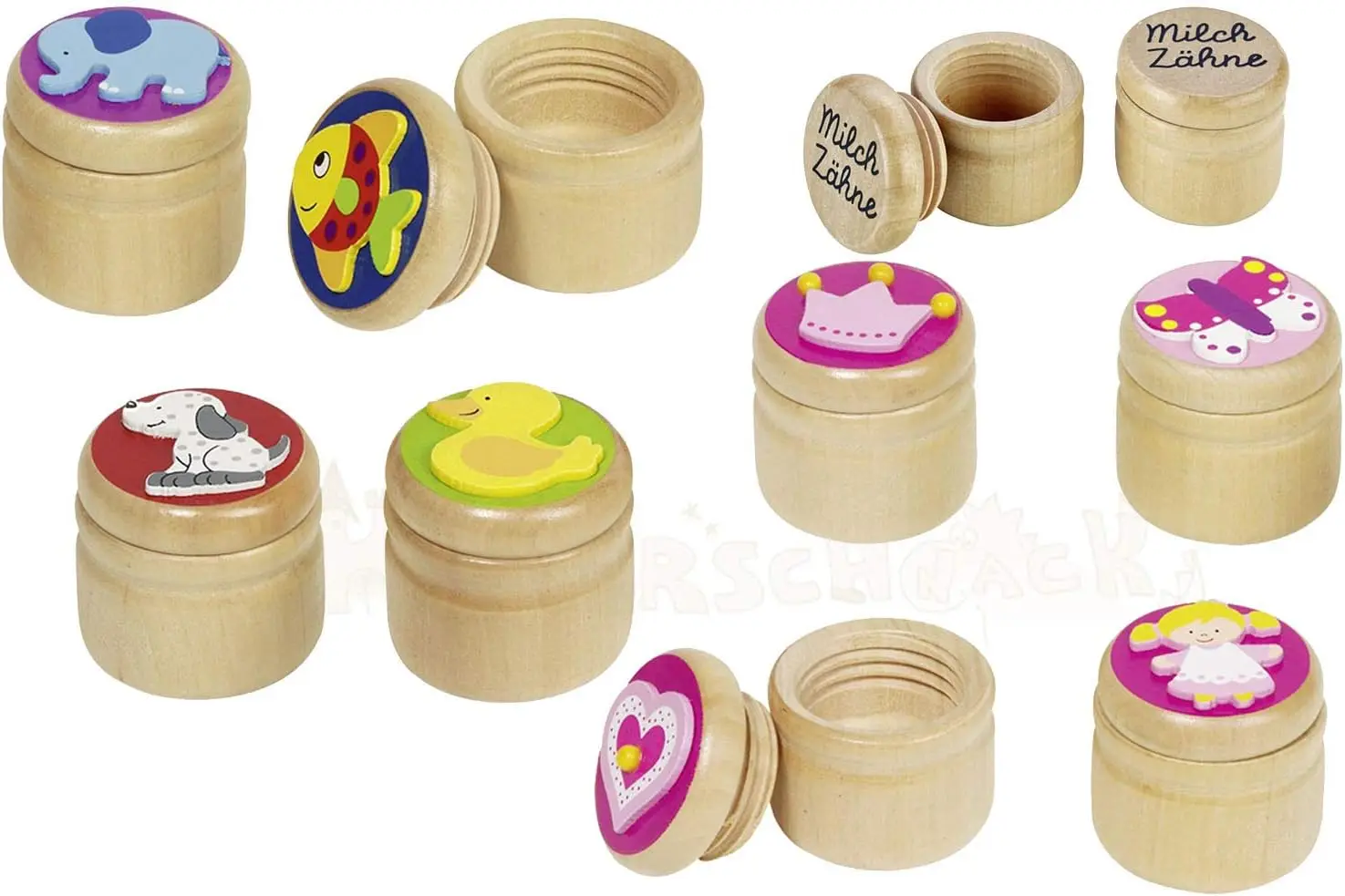 High Amazon milk tooth tweezers and tooth fairy letter Cute wooden tooth box with screw lids for storing the milk teeth box