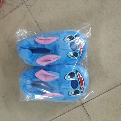 Cartoon Shoes Stitch Slippers Adult Slipper Female Cotton Fabric Women Slippers Shoe Plush Chausson Womens Family Fur Soft Shoe