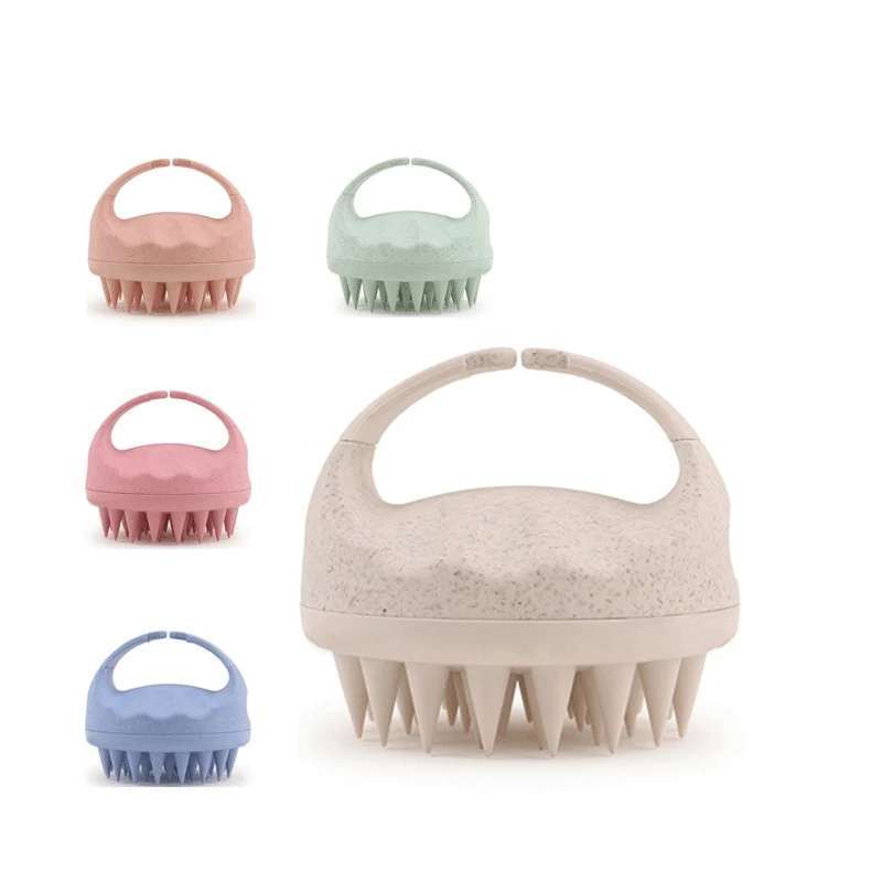 Wholesale Multifunctional Wheat Straw Soft Silicone Scalp Massager Women Bathing Shampoo Brush Scalp Massaging Brush