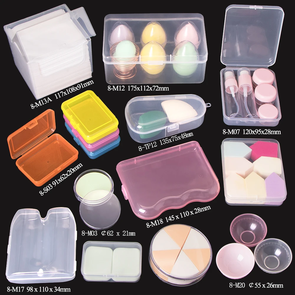 SUNSHING Portable Clear Storage Box PP PS Powder Puff Holder Cotton Pads Holder Mini Makeup Cosmetic Tool Protective Cases