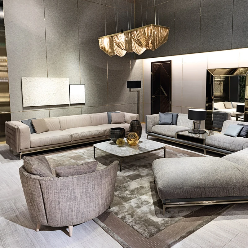 Italy luxury living room L-shaped corner sofa living room furniture fabric Modern modular sofa