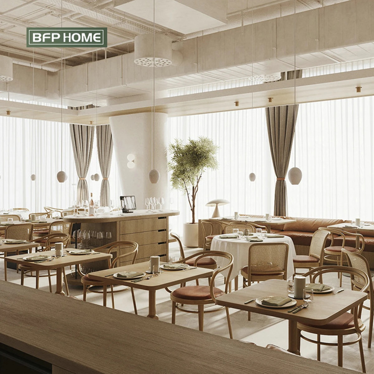 BFP Home Restaurant Modern Design Coffee Table Set Dinning Table Furniture Wood Restaurant Furniture For Project