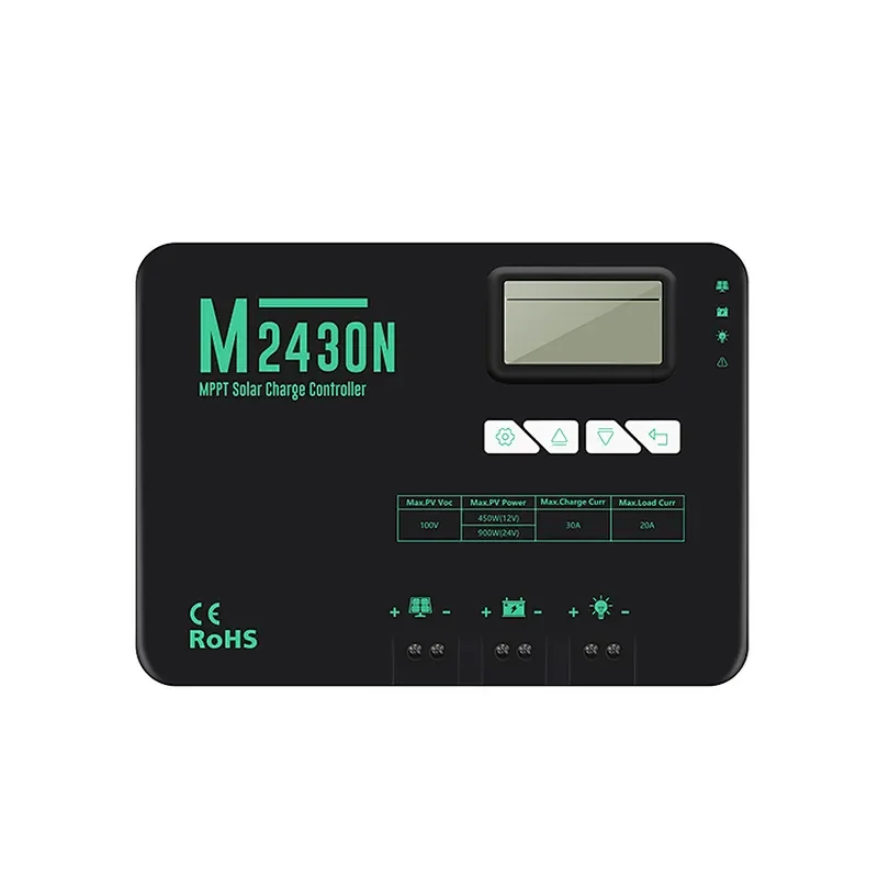 Контроллер заряда M2430N с отрицательным заземлением 30 А MPPT 12/24 В автоматический Солнечный контроллер для систем солнечной энергии