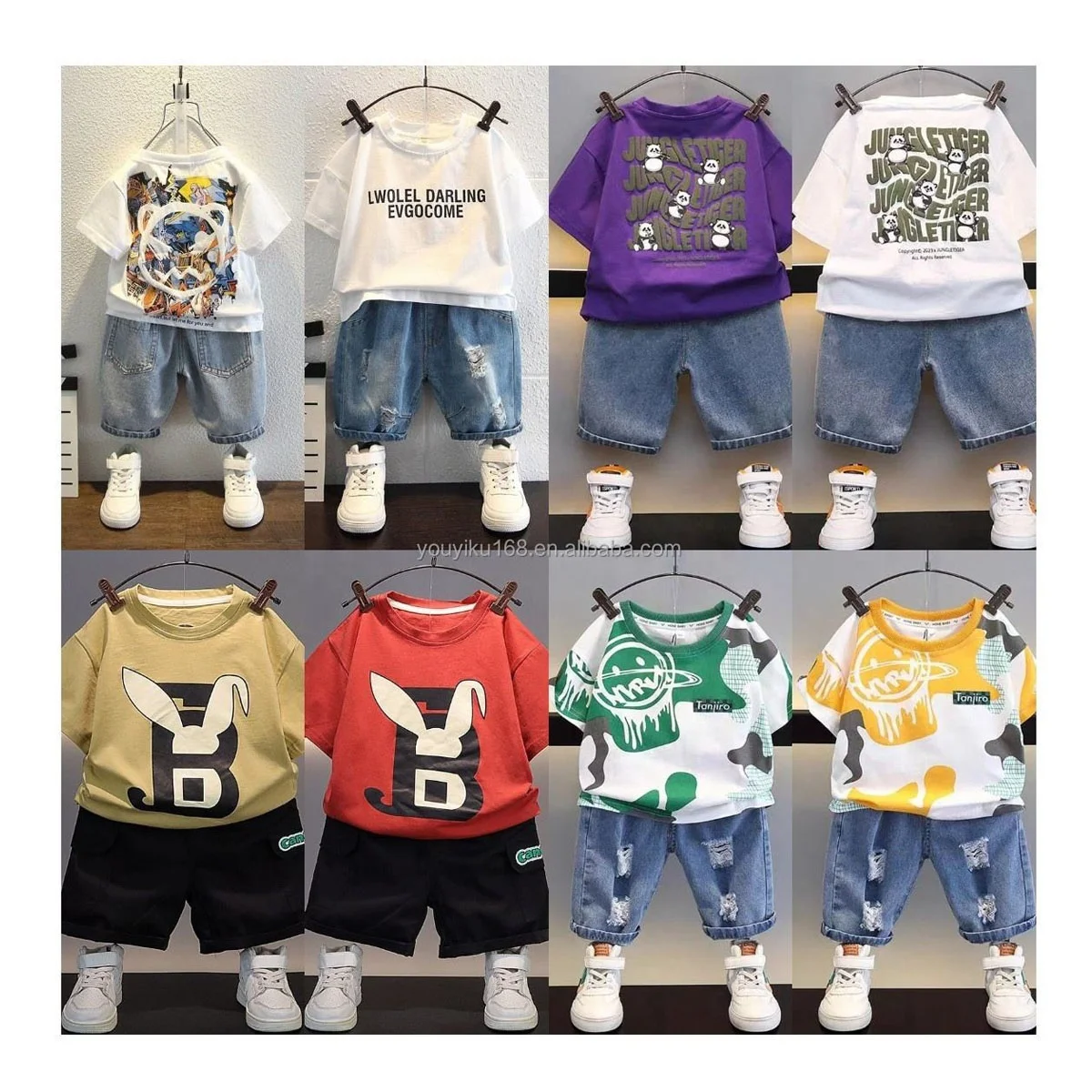 Summer Wholesale Children Kids Clothes Short Sleeve Baby Boys Clothing Set Spring Cotton Quantity Custom Time Lead Suit