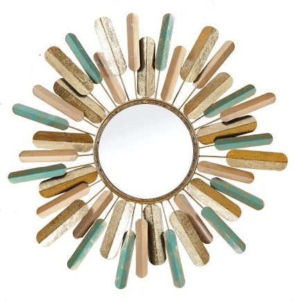 
Wrought Iron Creative Retro Living Room Metal Art Mirror 