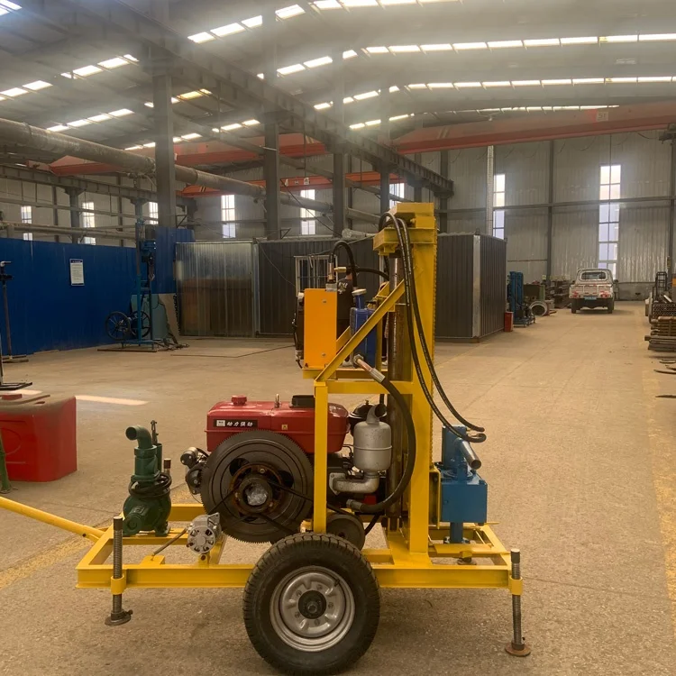 Factory direct sale diesel trailer borehole water well drilling rig machine with compressor for water well