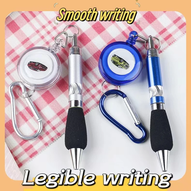 Mini mountaineering buckle telescopic rope press ballpoint pen anti-loss bullet ballpoint pen