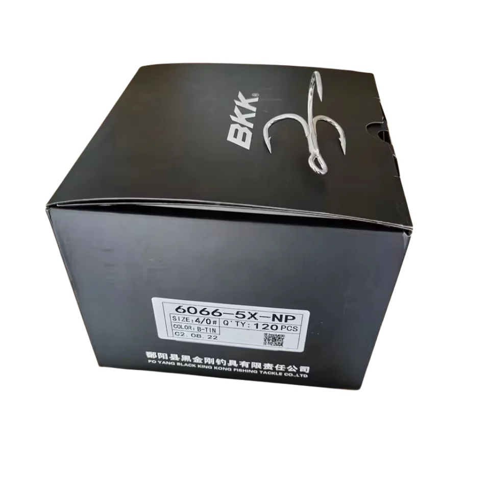 Wholesale BKK 6066-5X-NP Treble Fishing Hooks 2#-5/0 Sea Fishing Accessory Anti-Rust Coating Triple Anchor Hooks