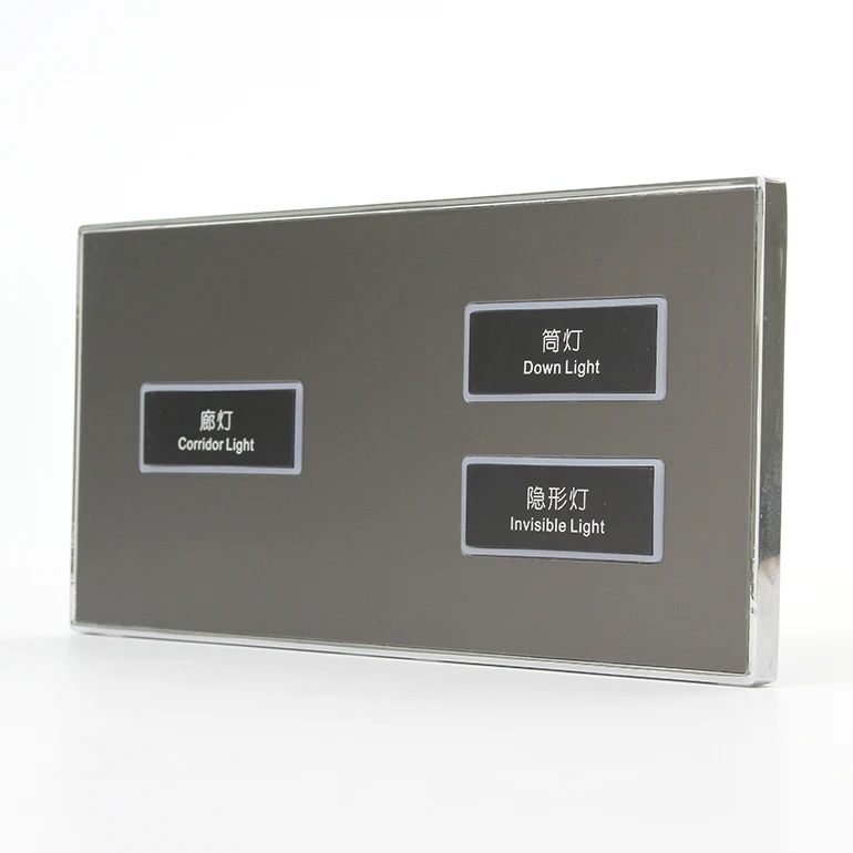 RCU Integrated Smart Hotel Home Using 2-Connected Control Panel with Soft Touch LED Button Switch