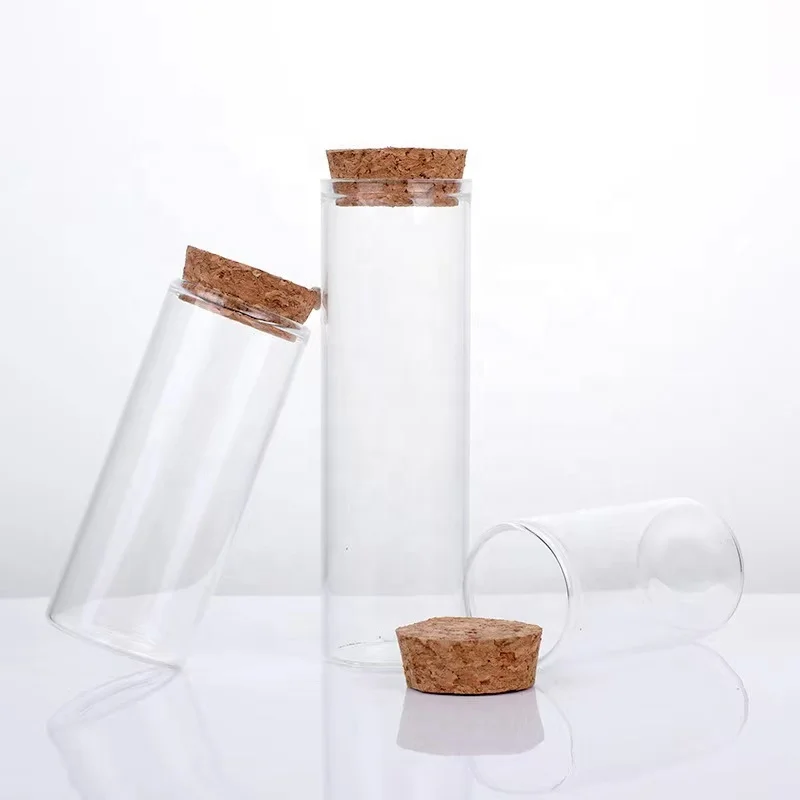 high quality clear custom glass tube container cigar glass tube flat bottom glass test tube with cork