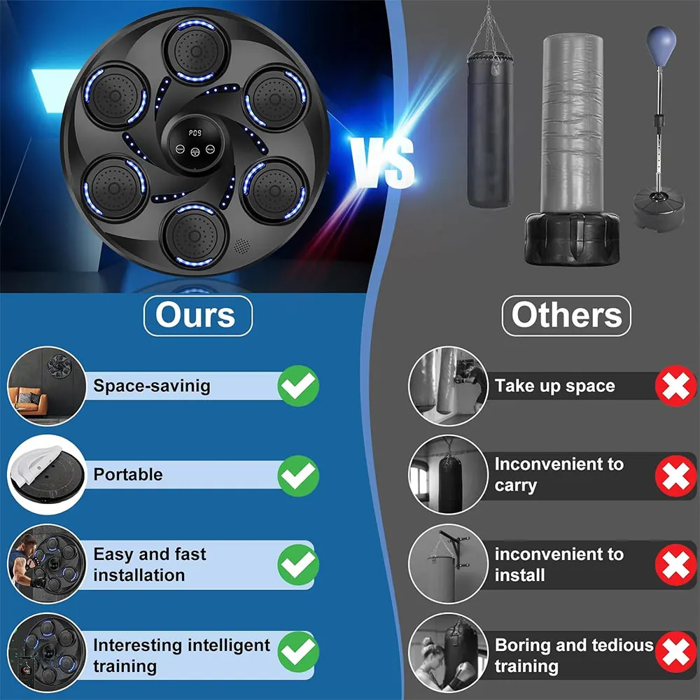 One Punch Electronic Boxing Training Pu Holdbody 9 Training Modes Led Strength Testing With Boxing Gloves Music Boxing Machine