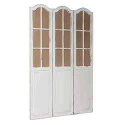 Vintage Folding Decorative Screen 3 Panels Living Room Dividers Recycled Wooden Folding Freestanding Partition