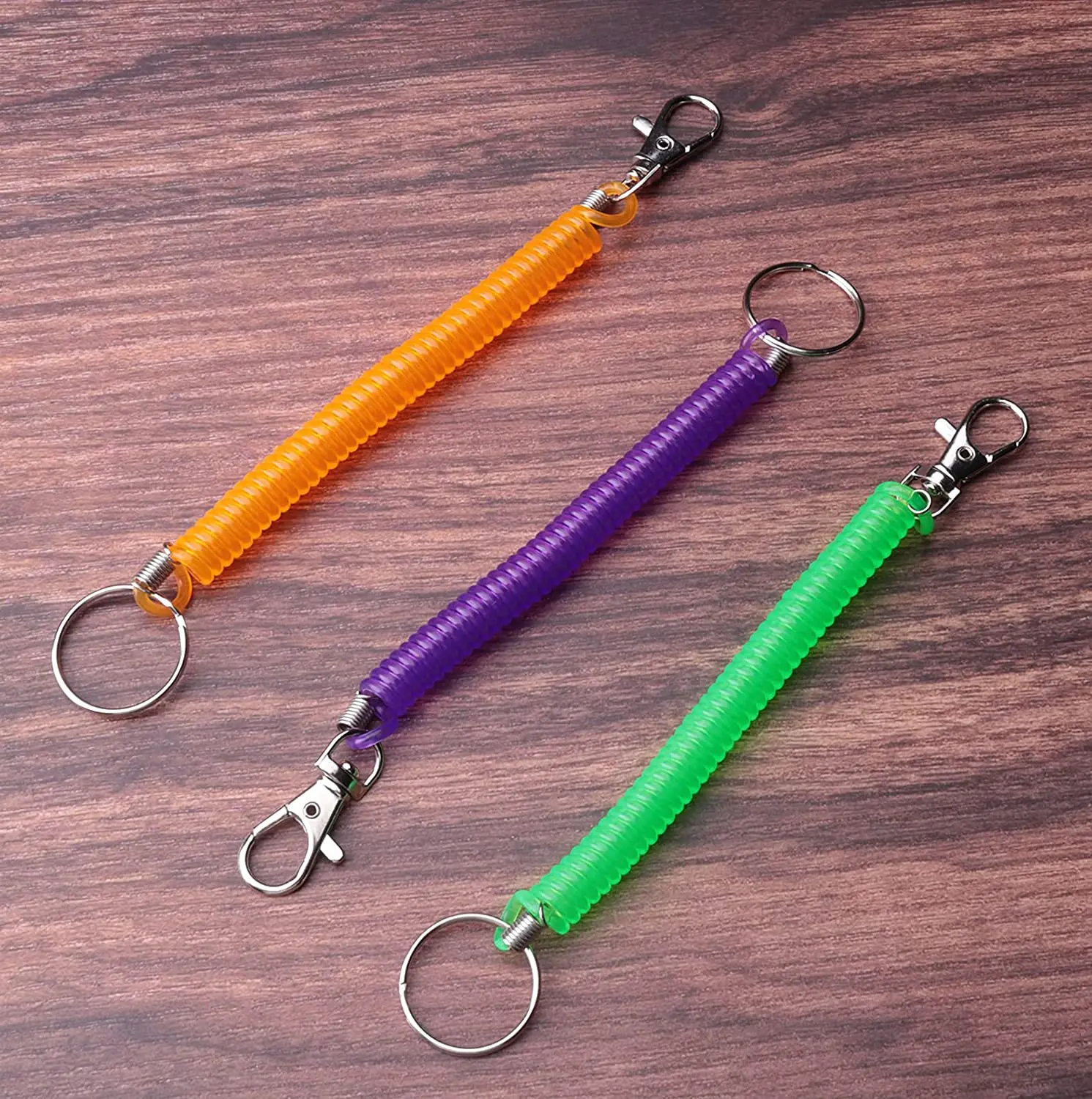 Spiral Retractable Spring Coil Keychain Theftproof Anti-lost Stretch Cord Safety Key Ring with Metal Lobster Clasp for Keys