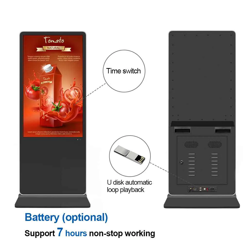 55 inch indoor floor stand electronic signage kiosk lcd touch screen advertising display for retail