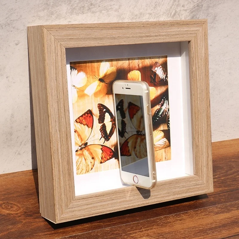 Custom Cheap Pine Wood Shadow Box Picture Mats Frames