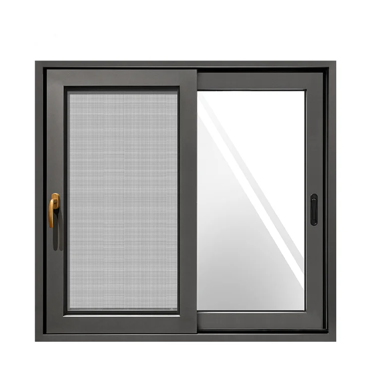 Hurricane Impact Double Pane Sliding Glass Windows with Grill Aluminum Sliding Window Mosquito Net