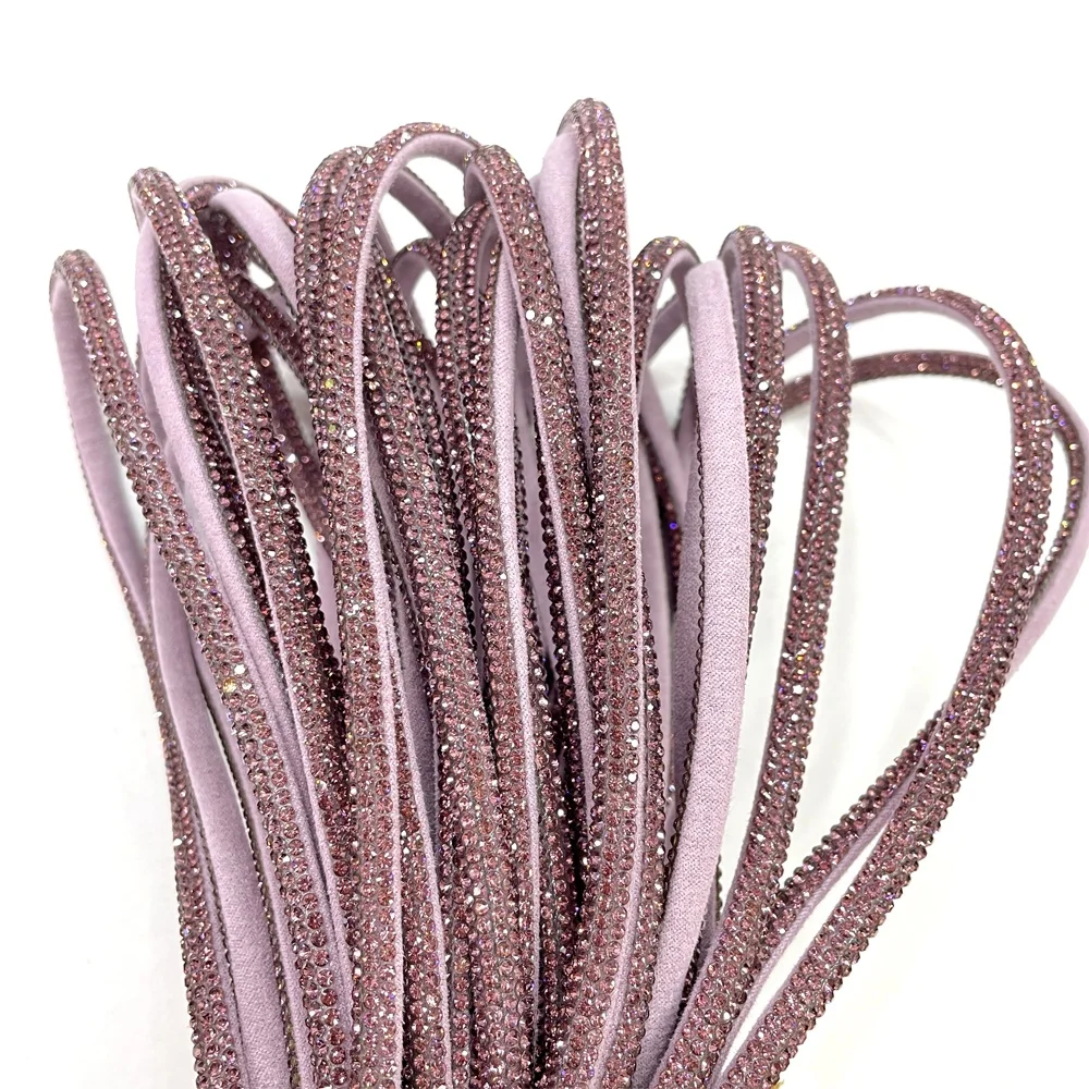 tr096 luxury crystal stripe sandals decoration rhinestone tube rope for shoes