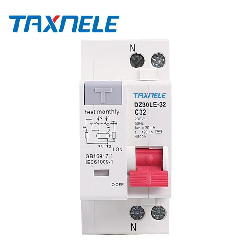 
DZ30LE-32 DPNL 230V 1P+N Residual current Leakage Circuit breaker with over and short current Leakage protection RCBO MCB 