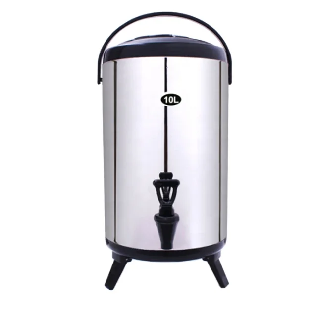 Commercial Stainless Steel Insulation Barrel 12L Drinking Storage Milk Tea Bucket For Bubble Tea Shop to Coffee Bar