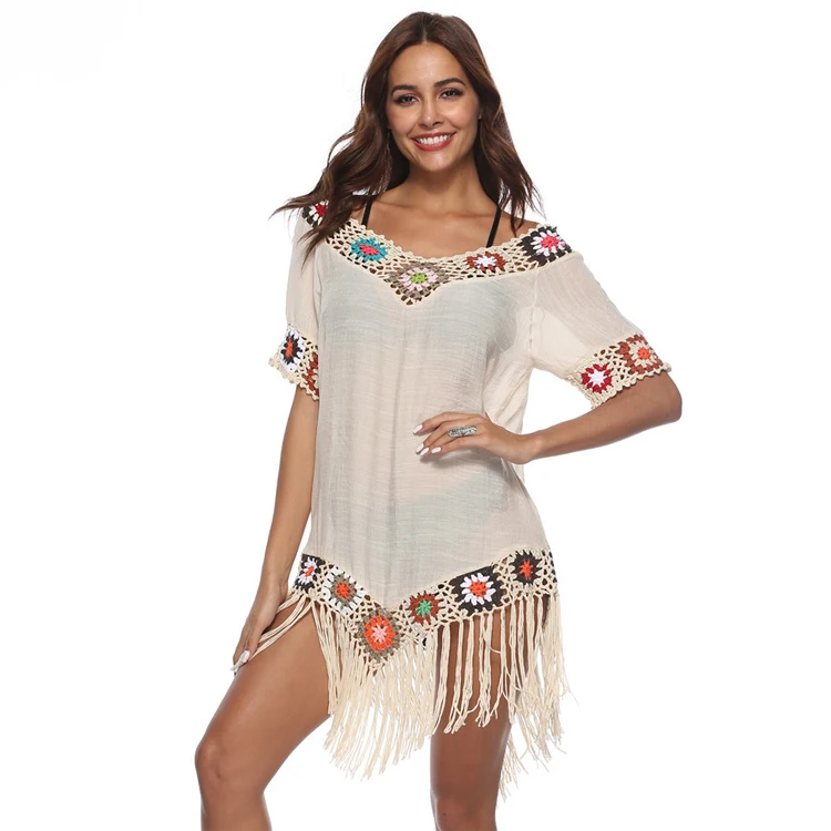 
Wholesale women Bohemian lace cover up beachwear summer kaftan beach wear 