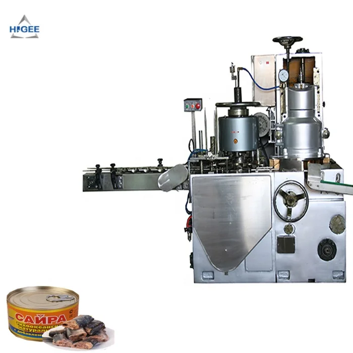 Canned pork meat can sealing machine with luncheon meat canned and wet glue labeling machine