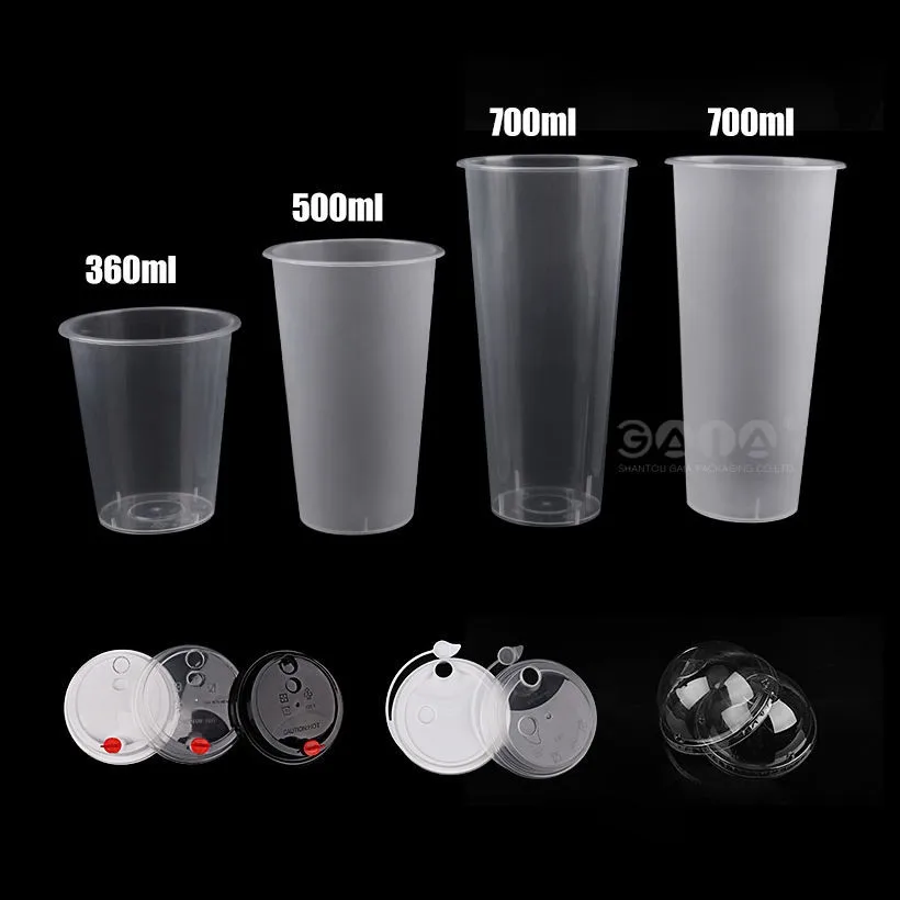 Manufacturer Disposable PP Hard Cups Custom Glass Plastic Injection Bubble Tea Cup With Lids